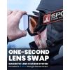 OutdoorMaster Falcon Ski Goggles Lens by ZEISS, OTG Snowboard Goggles Anti-fog, Magnetic Interchangeable Lens, Snow Goggles(Spc Strap-bluefrozen Vlt 18.6% + Yellowlen)