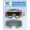 OutdoorMaster Heron Ski Goggles with 2 Lens, Frameless, Magnetic Interchangeable HD Toric Lens, OTG Snowboard Goggles(A-designframe Black Vlt 8% + Yellowlens)