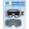 OutdoorMaster Heron Ski Goggles with 2 Lens, Frameless, Magnetic Interchangeable HD Toric Lens, OTG Snowboard Goggles(A-designframe Silver Vlt 12% + Yellowlens)