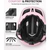 OutdoorMaster Kids Bike Helmet – Full Face Helmet for Kids – Adjustable, Detachable and Lightweight – for Multi-Sport – from Toddler to Youth(Pink)