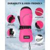 OutdoorMaster Kids Ski Mittens, Ski Winter Waterproof Thermal Snow Gloves for Boys & Girls, Skiing, Snowboard, Winter Sports(Pink)