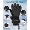 OutdoorMaster Kids Ski Snow Gloves, 3M Thinsulate Winter Windproof Waterproof Thermal Gloves for Boys & Girls, Fits Youth Winter Sports, Skiing, Snowboard(Black)
