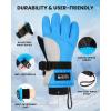 OutdoorMaster Kids Ski Snow Gloves, 3M Thinsulate Winter Windproof Waterproof Thermal Gloves for Boys & Girls, Fits Youth Winter Sports, Skiing, Snowboard(Blue)
