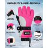 OutdoorMaster Kids Ski Snow Gloves, 3M Thinsulate Winter Windproof Waterproof Thermal Gloves for Boys & Girls, Fits Youth Winter Sports, Skiing, Snowboard(Pink)
