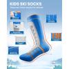 OutdoorMaster Kids Ski Socks, 2/3-Pack Merino Wool Compression Thermal Socks with Boys & Girls, Over The Calf Non-Slip Cuff(Blue)