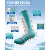 OutdoorMaster Kids Ski Socks, 2/3-Pack Merino Wool Compression Thermal Socks with Boys & Girls, Over The Calf Non-Slip Cuff(Green)