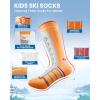 OutdoorMaster Kids Ski Socks, 2/3-Pack Merino Wool Compression Thermal Socks with Boys & Girls, Over The Calf Non-Slip Cuff(Orange)