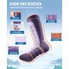 OutdoorMaster Kids Ski Socks, 2/3-Pack Merino Wool Compression Thermal Socks with Boys & Girls, Over The Calf Non-Slip Cuff(Purple)