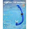 OutdoorMaster Marlin Kids Mask Fins Snorkel Set, Dry Top Snorkeling Gear with Adjustable Fins, Anti-Fog Snorkel Mask Set for Boys and Girls Age 6-16(Dark Blue)