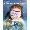 OutdoorMaster Marlin Kids Mask Fins Snorkel Set, Dry Top Snorkeling Gear with Adjustable Fins, Anti-Fog Snorkel Mask Set for Boys and Girls Age 6-16(Dark Blue)