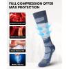 OutdoorMaster Merino Wool Ski Socks, 2/3 Pairs Compression Over The Calf for Men & Women, Winter Snowboard Thermal Socks(Dark Green+gray+dark Blue (3 Pairs))