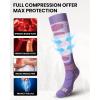 OutdoorMaster Merino Wool Ski Socks, 2/3 Pairs Compression Over The Calf for Men & Women, Winter Snowboard Thermal Socks(Purple(2 Pairs))