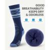 OutdoorMaster Merino Wool Ski Socks for Men & Women, Unisex Thermal Winter Warm Snowboarding Socks for Cold Weather(A-blue)