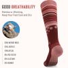 OutdoorMaster Merino Wool Ski Socks for Men & Women, Unisex Thermal Winter Warm Snowboarding Socks for Cold Weather(Vermilion)