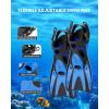 OutdoorMaster Mobula Snorkeling Gear for Adults,Mask Fins Snorkel Set with Panoramic View Anti-Fog, Dry Top Scuba Gear for Swimming Snorkeling Diving(Blue Black)