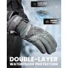 OutdoorMaster Ski Snow Gloves for Women & Men, 3M Thinsulate Waterproof Snowboard Gloves for Winter Warm Windproof Snowmobile with Double-Pocket(Black+Gray)