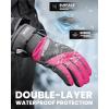 OutdoorMaster Ski Snow Gloves for Women & Men, 3M Thinsulate Waterproof Snowboard Gloves for Winter Warm Windproof Snowmobile with Double-Pocket(Black+Rose)