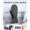 OutdoorMaster Ski Snow Mittens for Women & Men, Thermal Snowboard Ski Gloves Screen Touch, Warm Winter Anti-Slip Waterproof with Double-Pocket for Cold Weather Sports, Skiing, Snowboarding(Black+Gray)