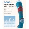 OutdoorMaster Ski Socks, 2-Pair Pack Skiing and Snowboarding Thermal Socks for Men with Non-Slip Cuff Design(Grey Blue)