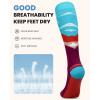 OutdoorMaster Ski Socks, 2-Pair Pack Skiing and Snowboarding Thermal Socks for Women, Over The Calf Non-Slip Cuff(Henna)
