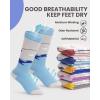 OutdoorMaster Ski Socks, Snowboarding Socks for Boys & Girls, Thermal Winter Warm & Breathable, Over The Calf Non-Slip Cuff(A -Blue Yellow*2+grey Blue*2)
