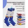 OutdoorMaster Ski Socks, Snowboarding Socks for Boys & Girls, Thermal Winter Warm & Breathable, Over The Calf Non-Slip Cuff(A -Blue Yellow+grey Blue+gray)
