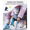 OutdoorMaster Ski Socks, Snowboarding Socks for Boys & Girls, Thermal Winter Warm & Breathable, Over The Calf Non-Slip Cuff(A -Blue Yellow+grey Blue)