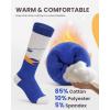 OutdoorMaster Ski Socks, Snowboarding Socks for Boys & Girls, Thermal Winter Warm & Breathable, Over The Calf Non-Slip Cuff(A -Blue Yellow+grey Blue)
