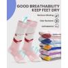 OutdoorMaster Ski Socks, Snowboarding Socks for Boys & Girls, Thermal Winter Warm & Breathable, Over The Calf Non-Slip Cuff(A -Pink Gray+purple)