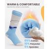 OutdoorMaster Ski Socks, Snowboarding Socks for Boys & Girls, Thermal Winter Warm & Breathable, Over The Calf Non-Slip Cuff(A -Pink Gray+sky Blue)