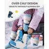 OutdoorMaster Ski Socks, Snowboarding Socks for Boys & Girls, Thermal Winter Warm & Breathable, Over The Calf Non-Slip Cuff(A -Pink Gray+sky Blue)