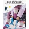 OutdoorMaster Ski Socks, Snowboarding Socks for Boys & Girls, Thermal Winter Warm & Breathable, Over The Calf Non-Slip Cuff(A -Purple+gray)