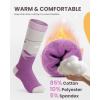 OutdoorMaster Ski Socks, Snowboarding Socks for Boys & Girls, Thermal Winter Warm & Breathable, Over The Calf Non-Slip Cuff(A -Purple+gray)