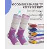 OutdoorMaster Ski Socks, Snowboarding Socks for Boys & Girls, Thermal Winter Warm & Breathable, Over The Calf Non-Slip Cuff(A -Purple+gray)