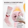 OutdoorMaster Ski Socks, Snowboarding Socks for Boys & Girls, Thermal Winter Warm & Breathable, Over The Calf Non-Slip Cuff(A -Purple+gray+pink Gray)
