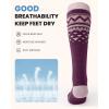 OutdoorMaster Ski Socks, Snowboarding Socks for Men & Women, Thermal Winter Warm & Breathable, Over The Calf Non-Slip Cuff(A-purple)