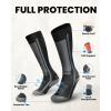 OutdoorMaster Thermolite Merino Wool Ski Socks, Compression Thermal Snowboarding Socks for Men & Women, Cold Weather(Black+gray+cyan)