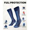 OutdoorMaster Thermolite Merino Wool Ski Socks, Compression Thermal Snowboarding Socks for Men & Women, Cold Weather(Blue)