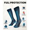 OutdoorMaster Thermolite Merino Wool Ski Socks, Compression Thermal Snowboarding Socks for Men & Women, Cold Weather(Cyan)