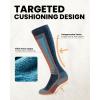 OutdoorMaster Thermolite Merino Wool Ski Socks, Compression Thermal Snowboarding Socks for Men & Women, Cold Weather(Cyan)