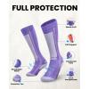 OutdoorMaster Thermolite Merino Wool Ski Socks, Compression Thermal Snowboarding Socks for Men & Women, Cold Weather(Purple)