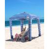 Qipi Beach Cabana – Easy to Set Up Canopy, Waterproof, Portable 6′ x 6′ Beach Shelter, Included Side Wall, Shade with UPF 50+ UV Protection, Ultimate Sun Umbrella – for Kids, Family & Friends(Siesta Beach)