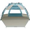 OutdoorMaster Beach Tent Sun Shelter for 3-4 Person, Pop Up Beach Tent Easy Setup with Sandbags, Portable Sun Shade Canopy with Carrying Bag for Beach & Outdoor, UPF50+ UV Protection, Family Size(Cancun Seashore)