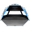 OutdoorMaster Beach Tent with Blackout Shelter Technology, Portable Sun Shade Shelter 4 Person, Pop Up Beach Tents with UPF 50+ UV Protection, 9.5mm Thick Pole, 3 Ventilating Mesh Windows -Green(Blue)