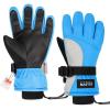 OutdoorMaster Kids Ski Snow Gloves, 3M Thinsulate Winter Windproof Waterproof Thermal Gloves for Boys & Girls, Fits Youth Winter Sports, Skiing, Snowboard(Blue)