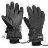 OutdoorMaster Kids Ski Snow Gloves, 3M Thinsulate Winter Windproof Waterproof Thermal Gloves for Boys & Girls, Fits Youth Winter Sports, Skiing, Snowboard(Black)