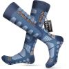 OutdoorMaster Merino Wool Ski Socks, 2/3 Pairs Compression Over The Calf for Men & Women, Winter Snowboard Thermal Socks(Dark Blue (2 Pairs))