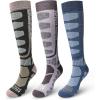 OutdoorMaster Merino Wool Ski Socks, 2/3 Pairs Compression Over The Calf for Men & Women, Winter Snowboard Thermal Socks(Dark Green+gray+dark Blue (3 Pairs))