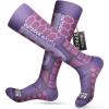 OutdoorMaster Merino Wool Ski Socks, 2/3 Pairs Compression Over The Calf for Men & Women, Winter Snowboard Thermal Socks(Purple(2 Pairs))