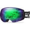 OutdoorMaster Ski Goggles PRO – Frameless, Interchangeable Lens 100% UV400 Protection Snow Goggles for Men & Women(Blackframe Revogreenlens Vlt32%)